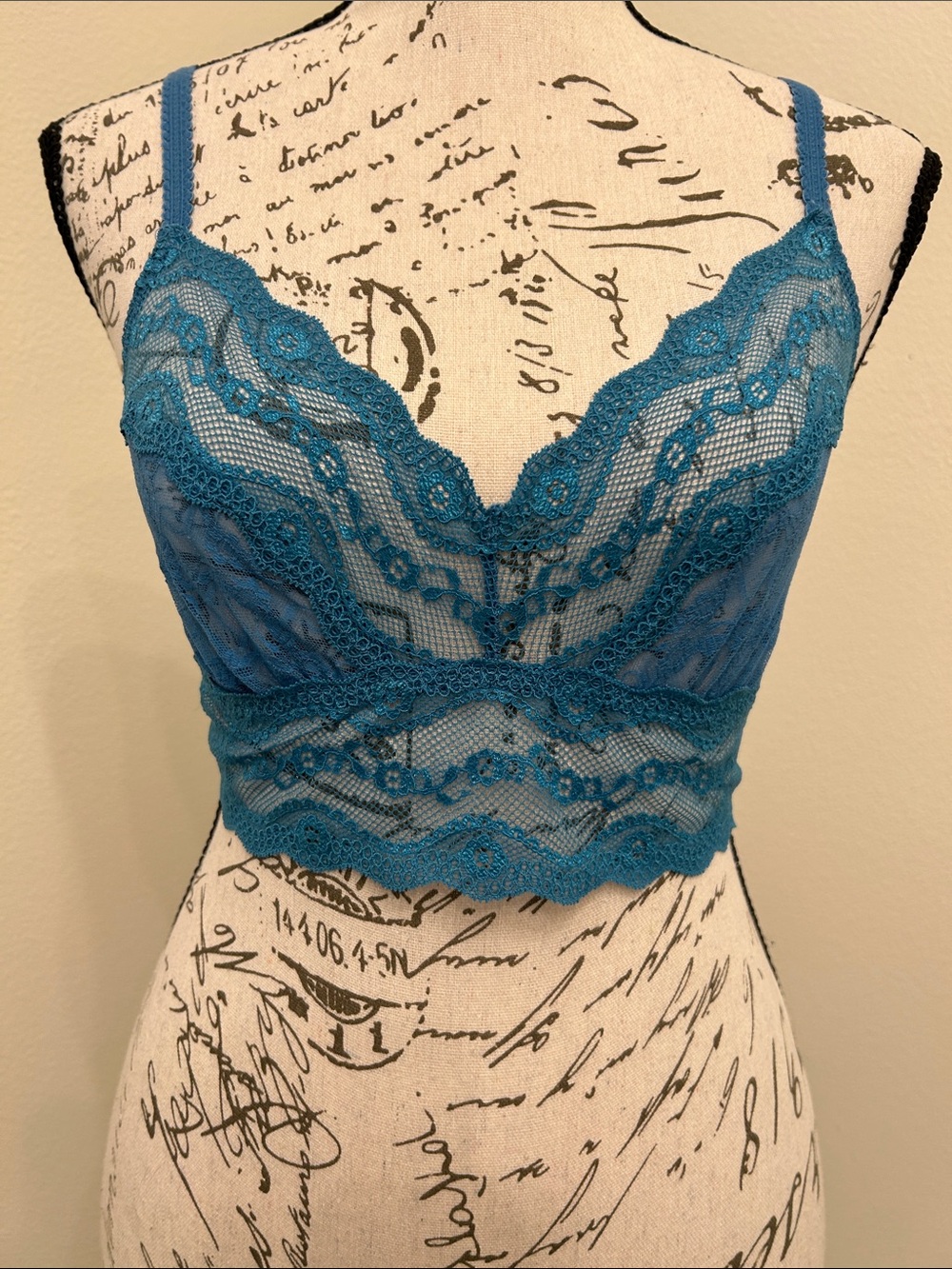 b.tempt’d Delicate Lace Bralette in Teal Blue
